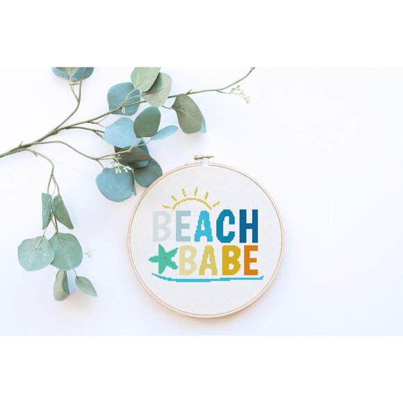 Beach Ocean Summer Funny Humor Sun Counted‎ Cross Stitch Patterns Set of 10 - Picture 4 of 11